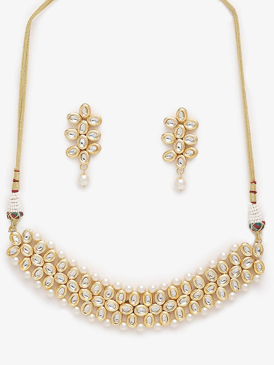 Women's Kundan Choker with Earrings - Ruby Raang - Indiakreations