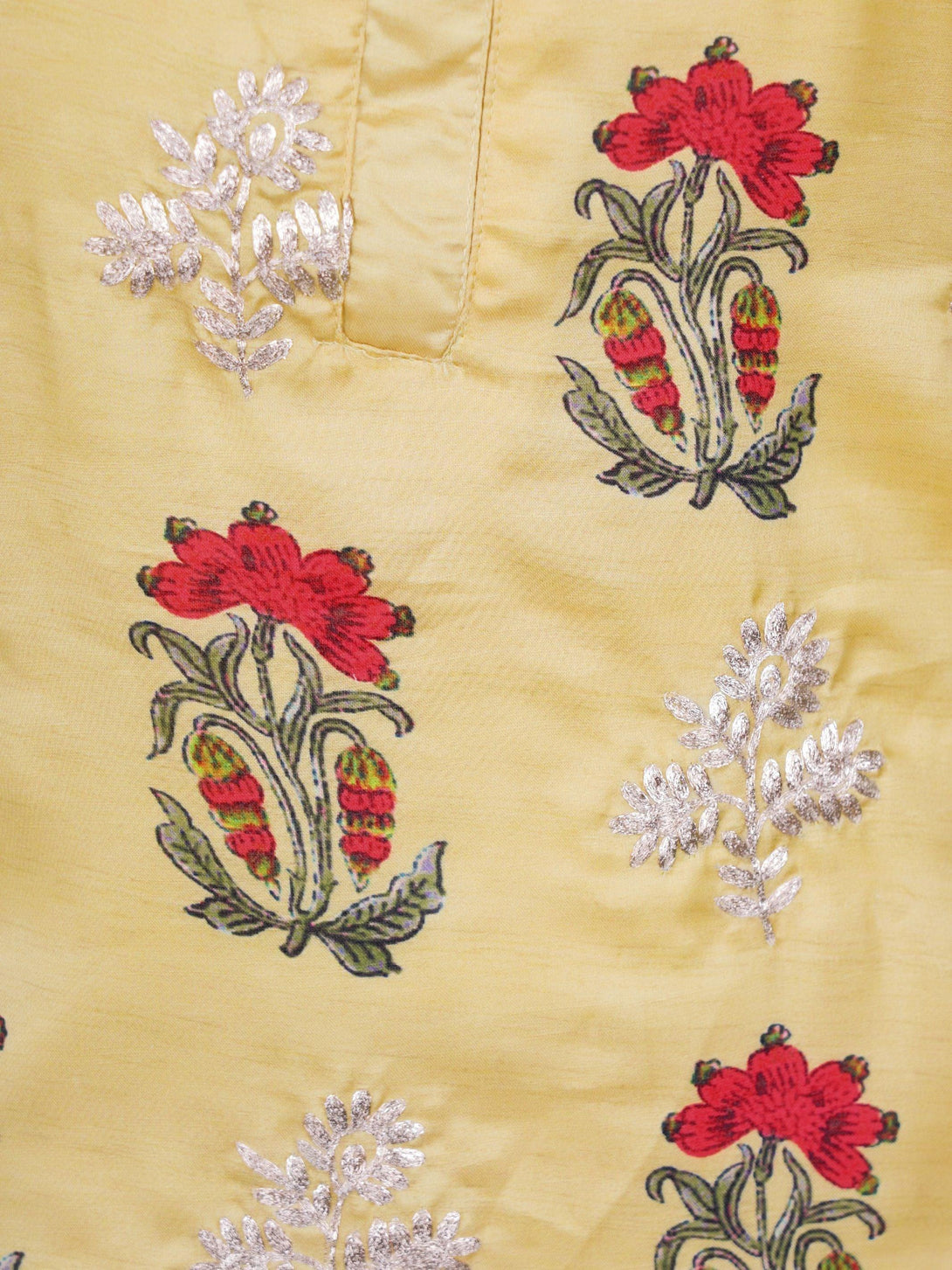 Mughal Floral Print & Embroidered kurti with Pant - Indiakreations