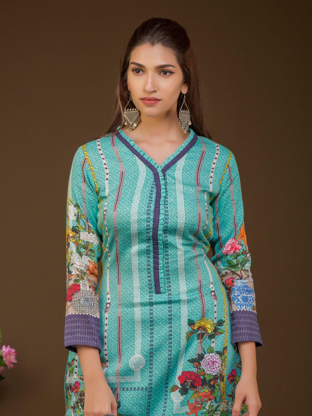 Belt & Chain Printed Viscose Kurti - Indiakreations