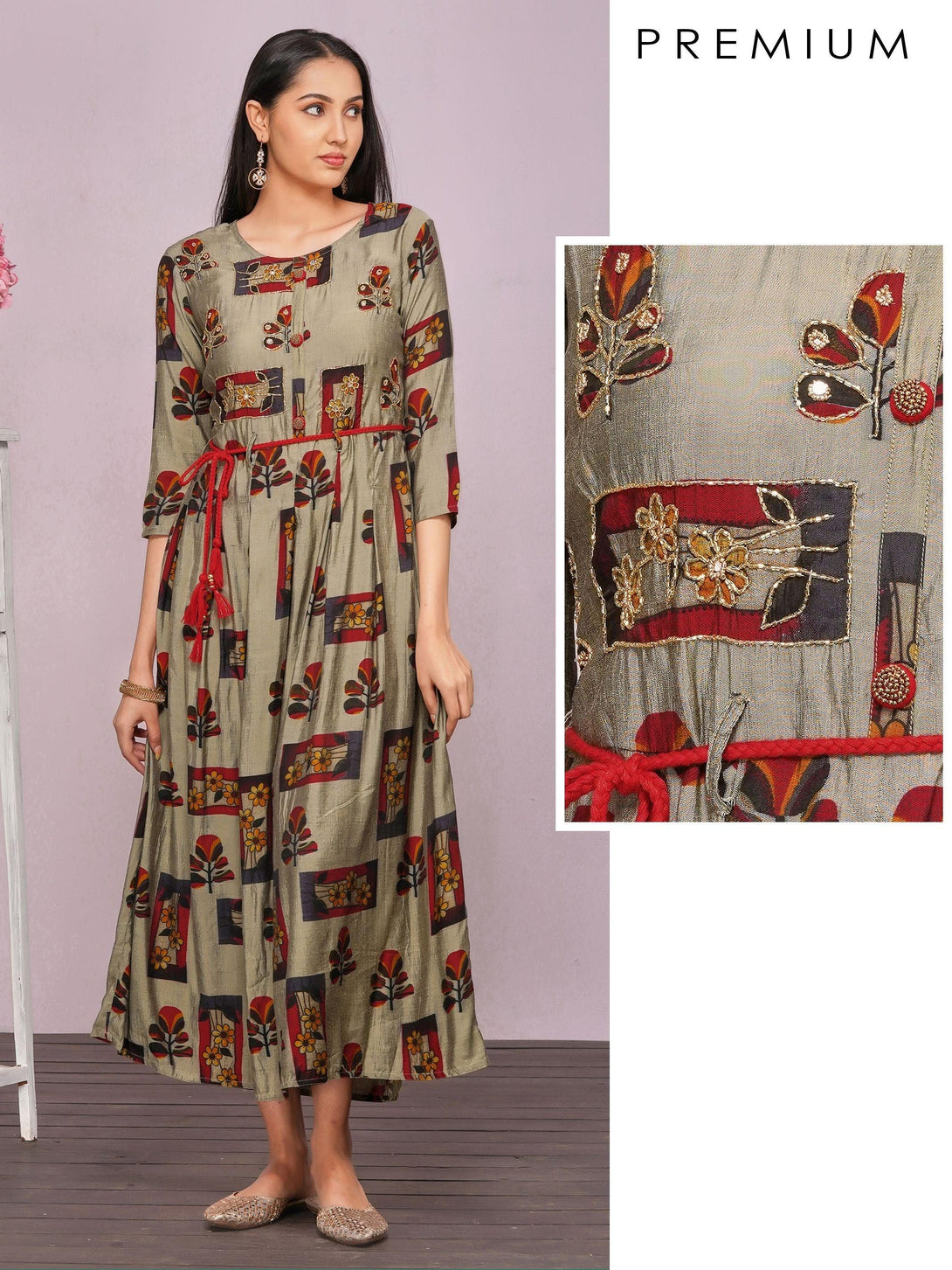 Cutdana & Beads Embellished Multi-Panel Maxi - Indiakreations