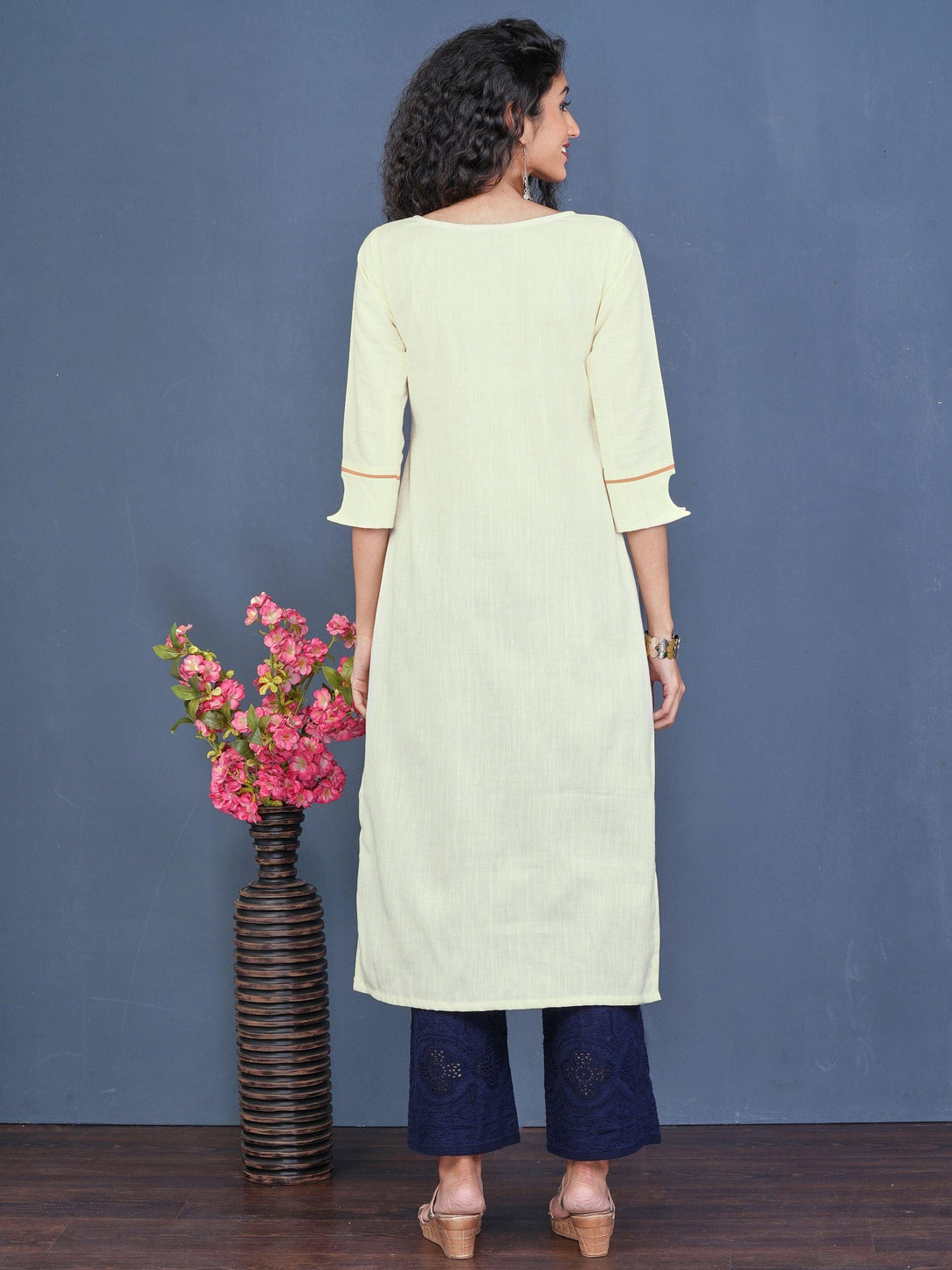 Vibrant Diamond Embroidered Cotton Kurti - Indiakreations