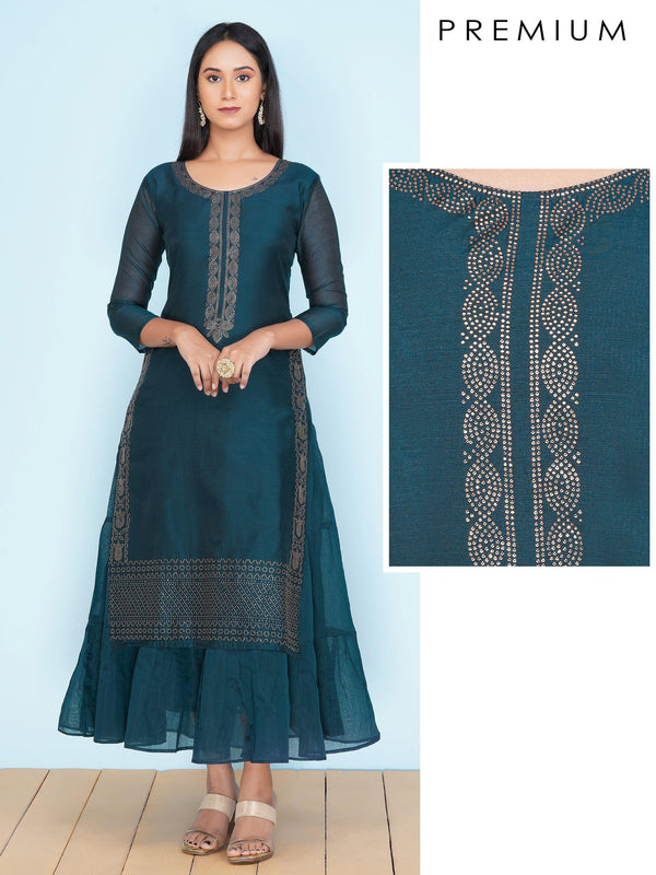 Swarovski Stones Embellished Layered Ethnic Maxi - Indiakreations