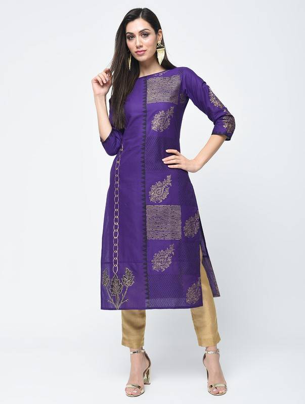 Women's Foil Printed Straight Kurta - Aniyah