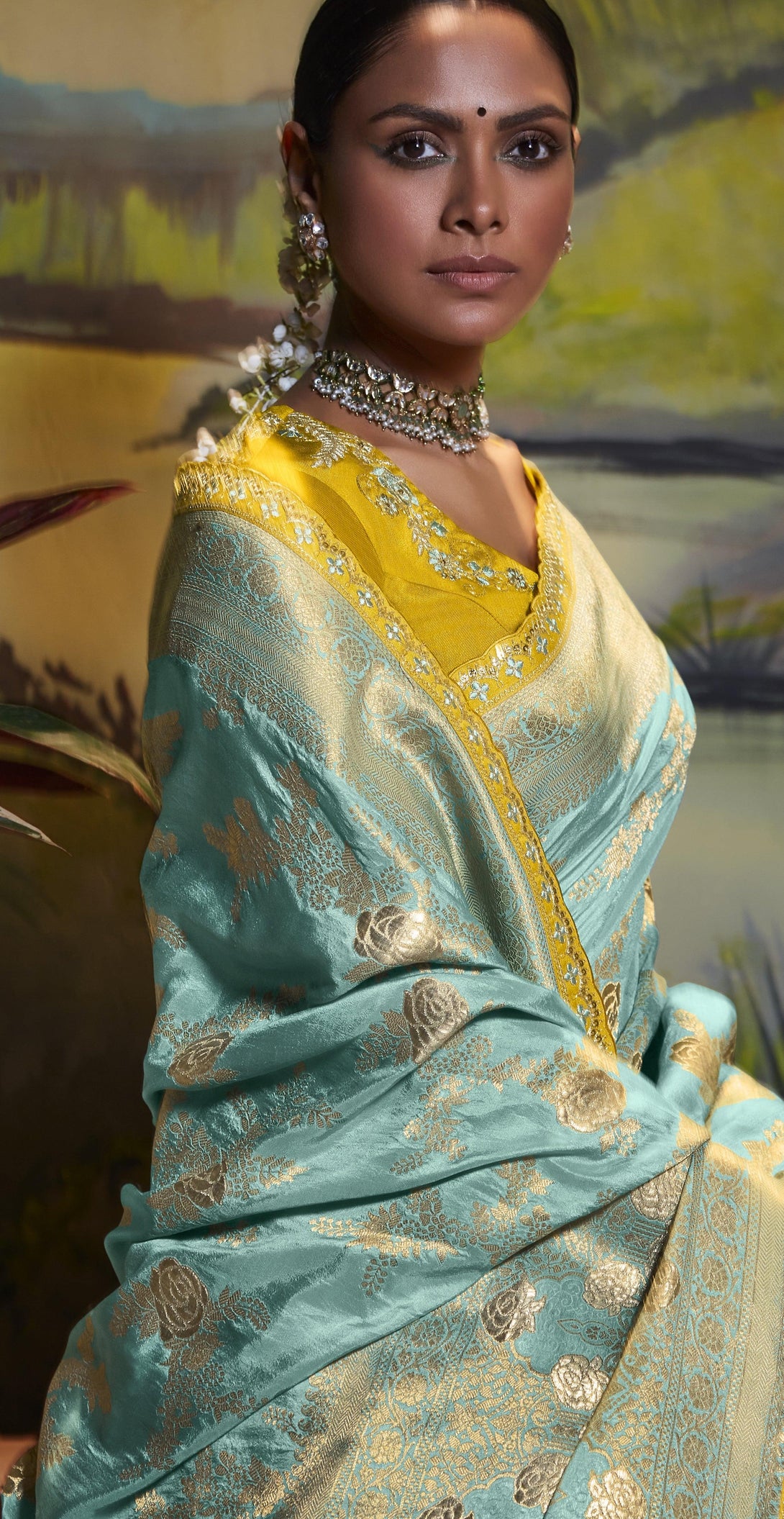 Gorgeous Aqua Blue Contemporary Banarasi Silk Stylish Saree - Indiakreations