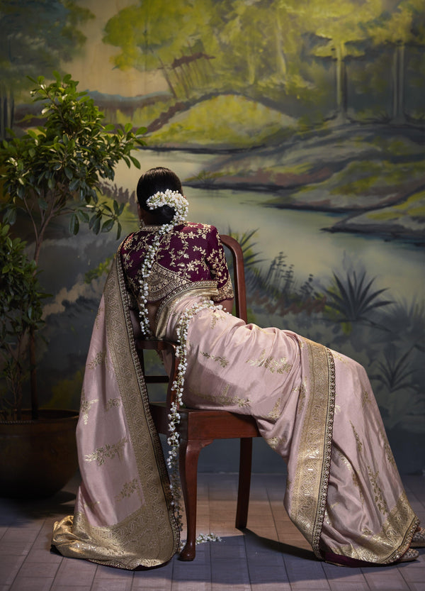 Adorable Banarasi Silk Designer Classic Saree In Light Purple - Indiakreations