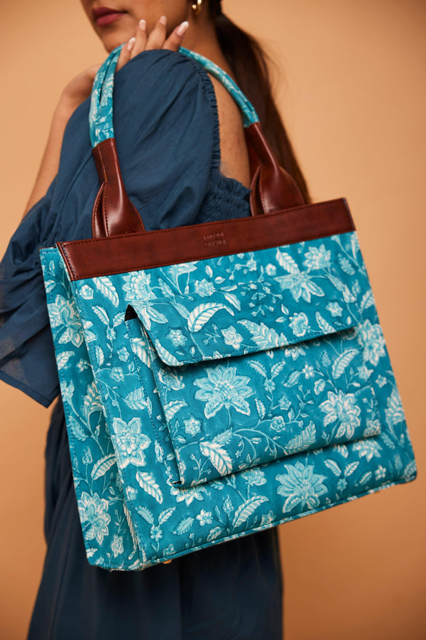 Aqua Blue Classic Tote Bag - Indiakreations