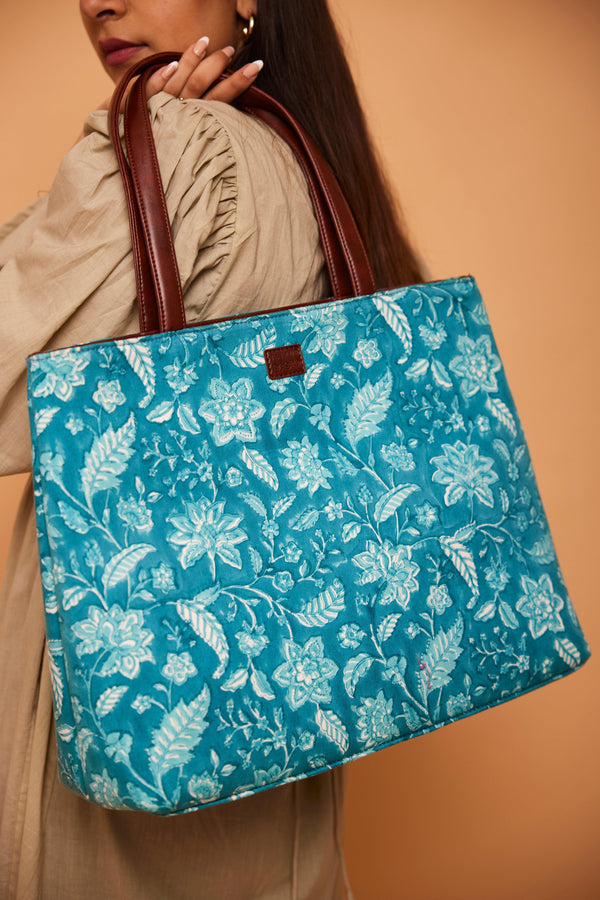 Aqua Blue All Time Tote Bag - Indiakreations