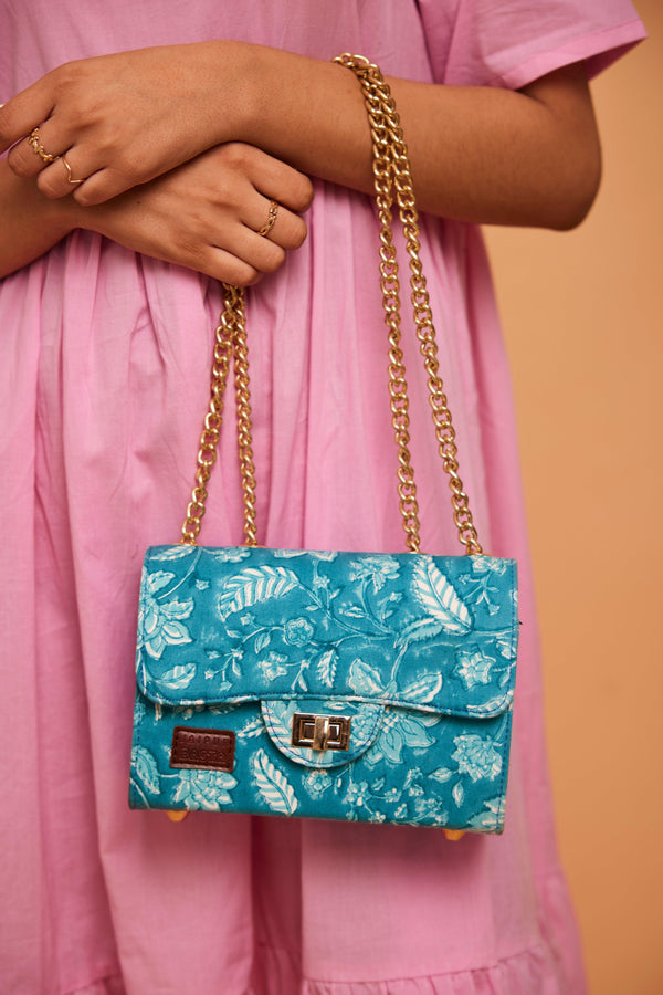 Aqua Blue Satchel Bag - Indiakreations