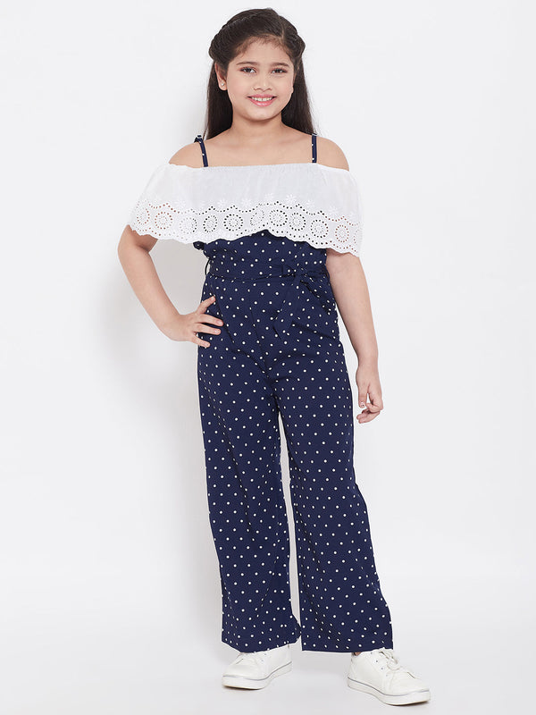 Girl's Printed Jumpsuit Blue - StyloBug KIDS