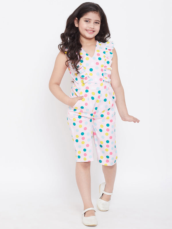 Girl's Printed Jumpsuit Pink - StyloBug KIDS