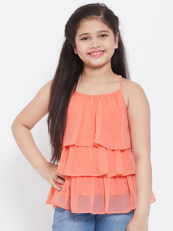 Girl's Solid Top Orange - StyloBug KIDS