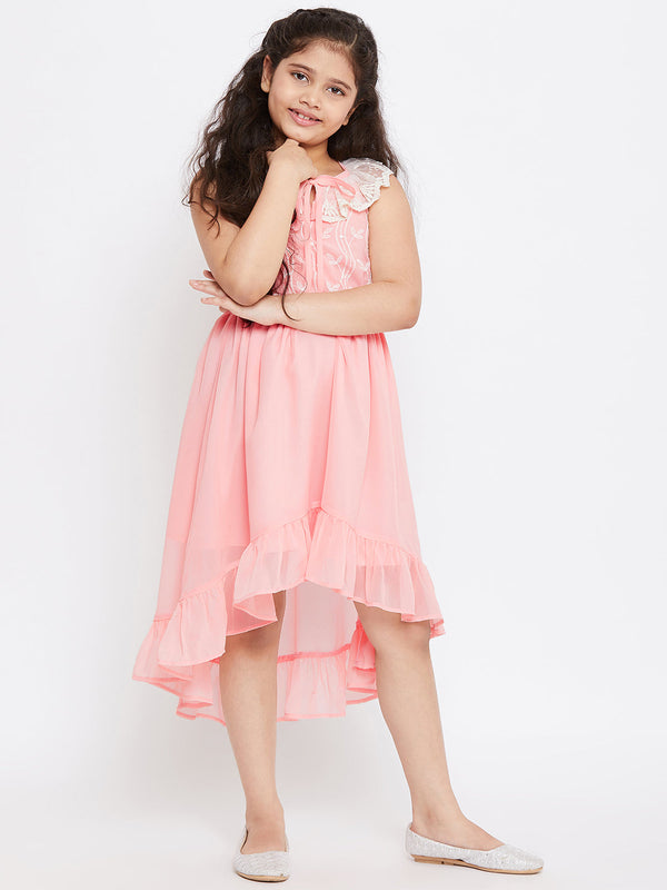 Girl's Embroidery Dress Pink - StyloBug KIDS