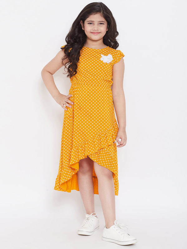 Girl's Printed Dress Yellow - StyloBug KIDS