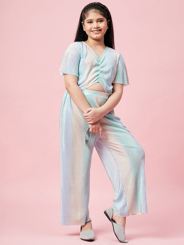 Girl's Solid Jumpsuit Green - StyloBug KIDS