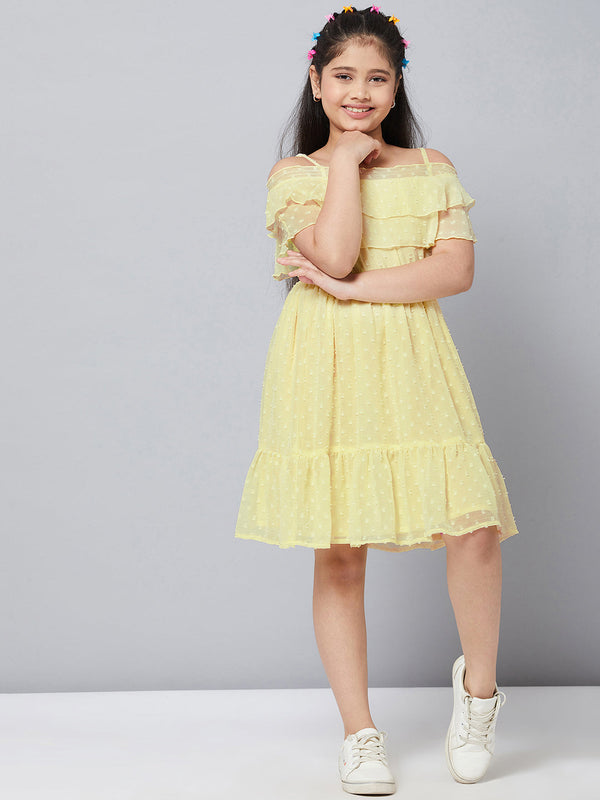 Girl's Solid Dress Yellow - StyloBug KIDS