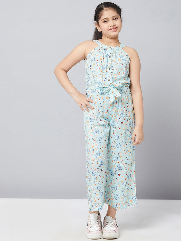 Girl's Printed Jumpsuit Green - StyloBug KIDS