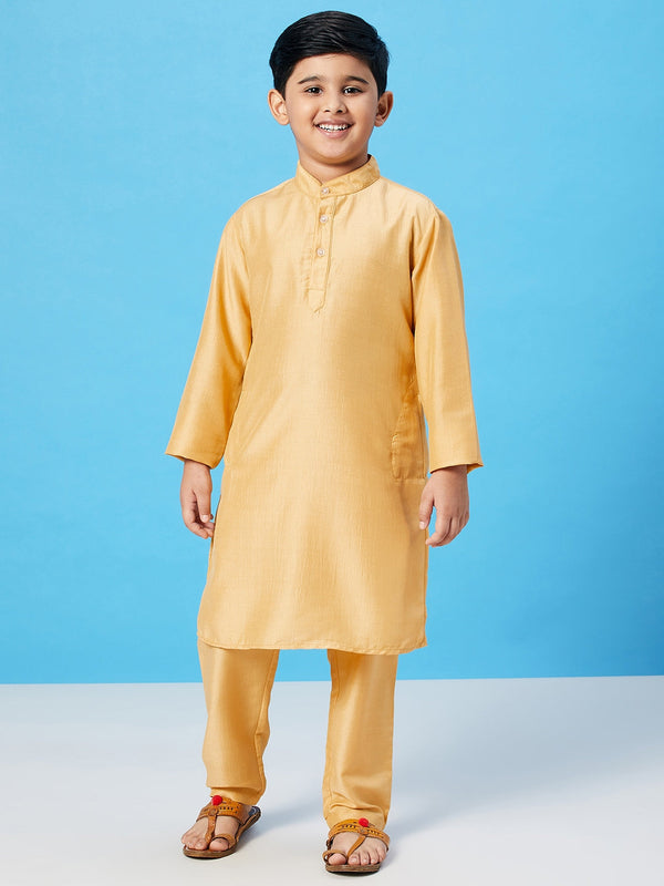 Boy's Solid Kurta Set Yellow - StyloBug KIDS