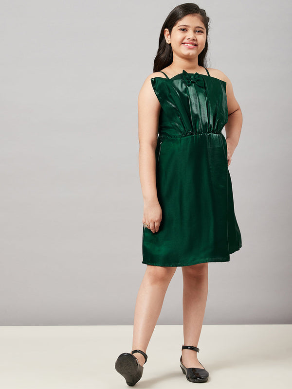 Girl's Solid Dress Green - StyloBug KIDS