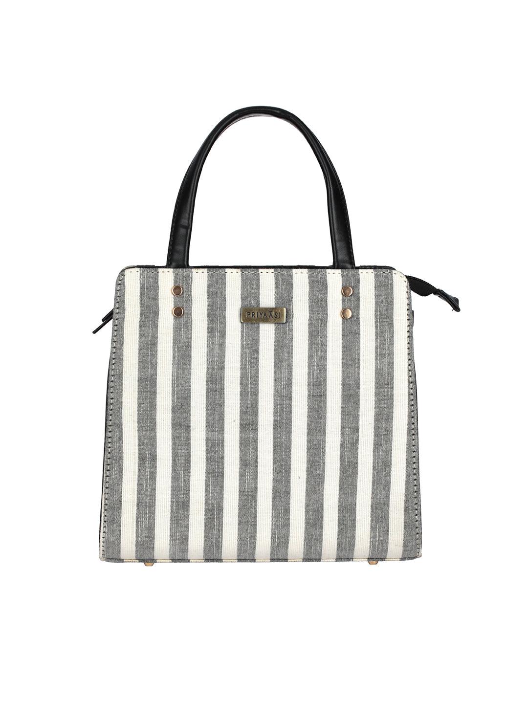 Women's Classy Grey Ikat Satchel Bag - Priyaasi - Indiakreations