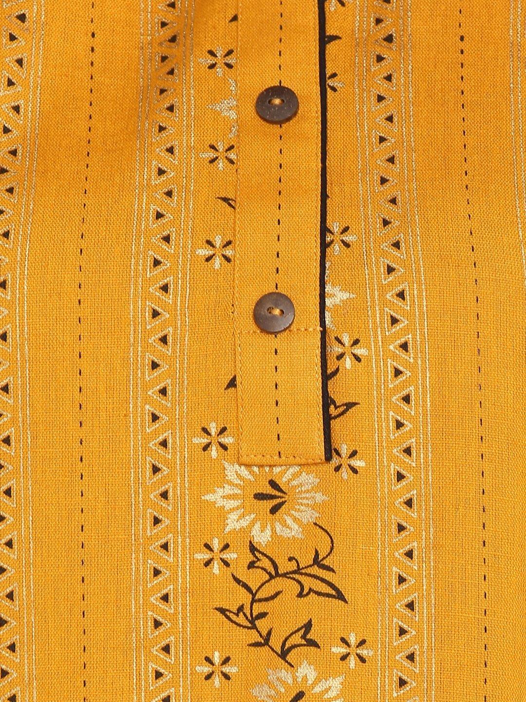 Women's Mustard Cotton Kurta With Palazzo-Mansa - Indiakreations