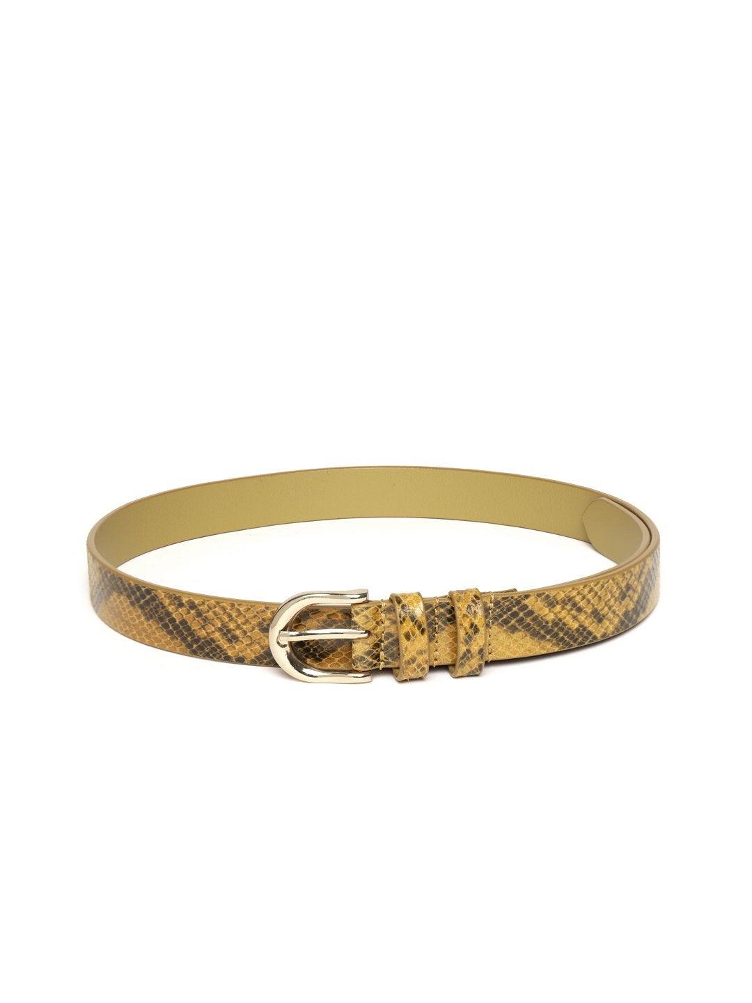 Women's Mustard Snake Skin Leather Belt - SASSAFRAS - Indiakreations