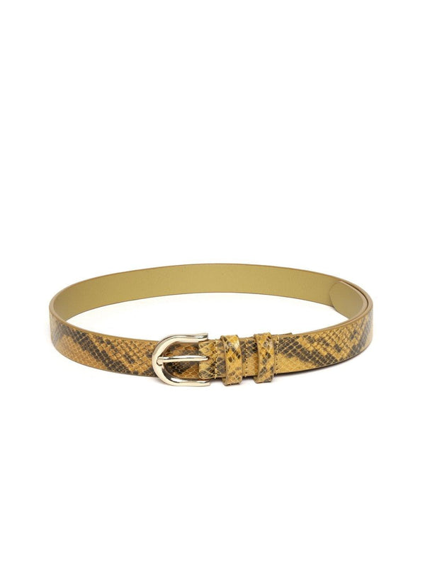 Women's Mustard Snake Skin Leather Belt - SASSAFRAS - Indiakreations