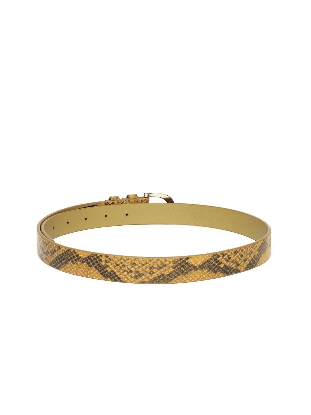 Women's Mustard Snake Skin Leather Belt - SASSAFRAS - Indiakreations