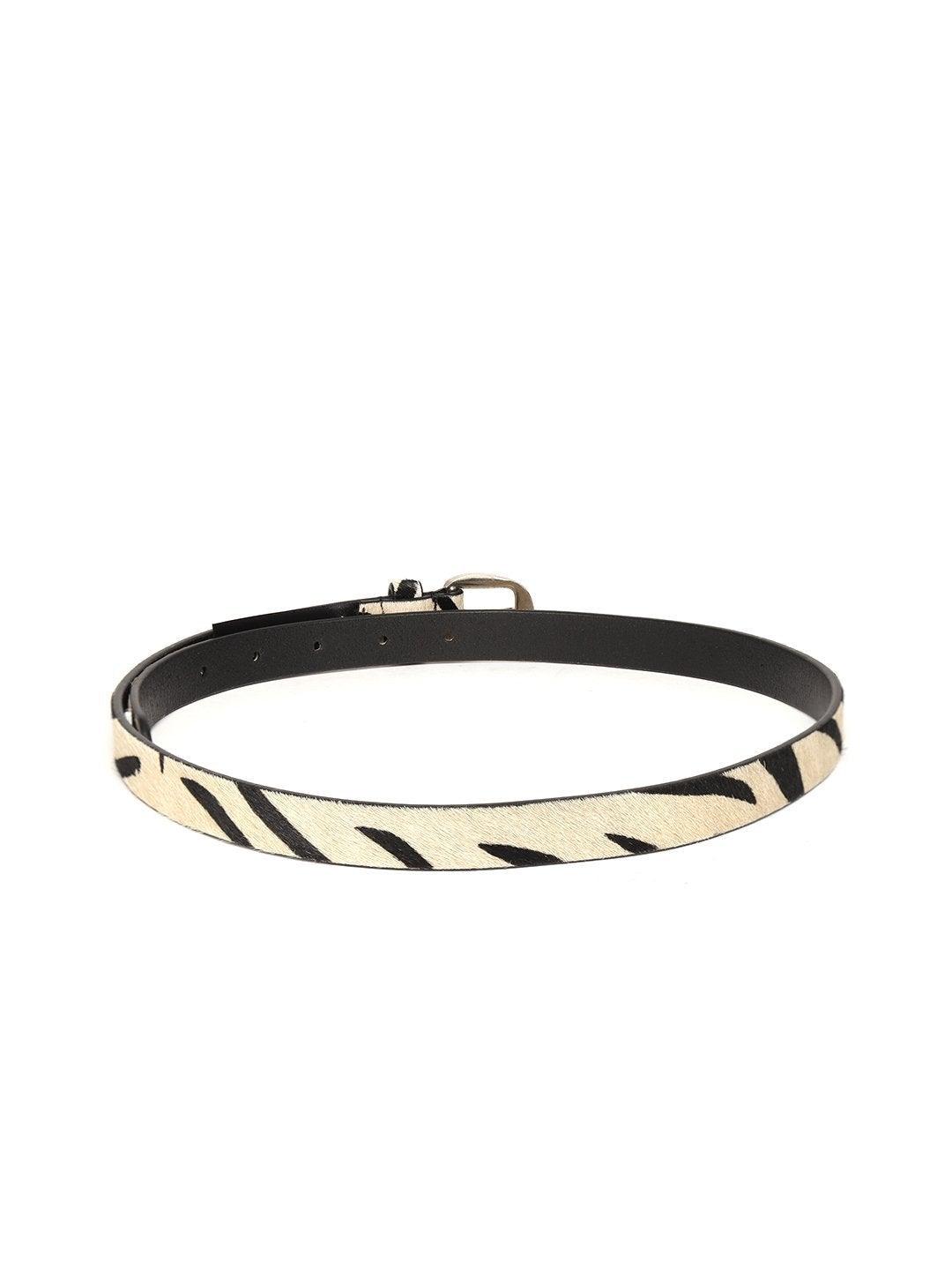 Women's Zebra Hari-On Slim Leather Belt - SASSAFRAS - Indiakreations