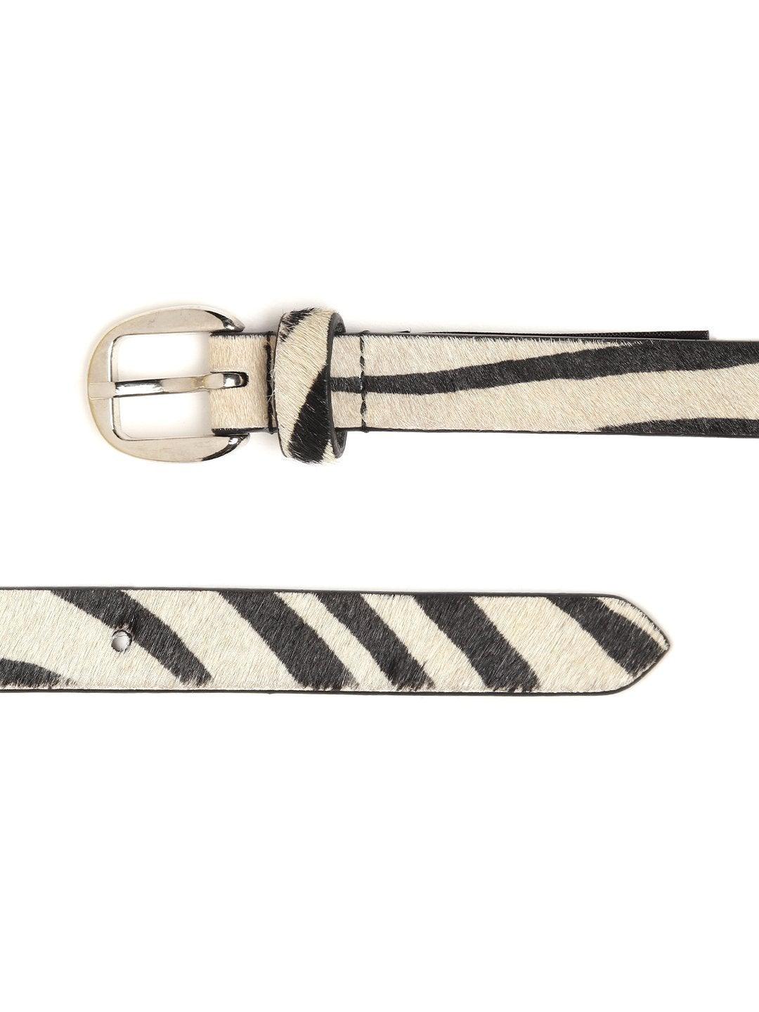 Women's Zebra Hari-On Slim Leather Belt - SASSAFRAS - Indiakreations