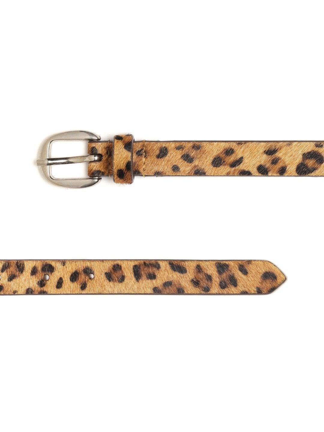 Women's Leopard Hari-On Slim Leather Belt - SASSAFRAS - Indiakreations