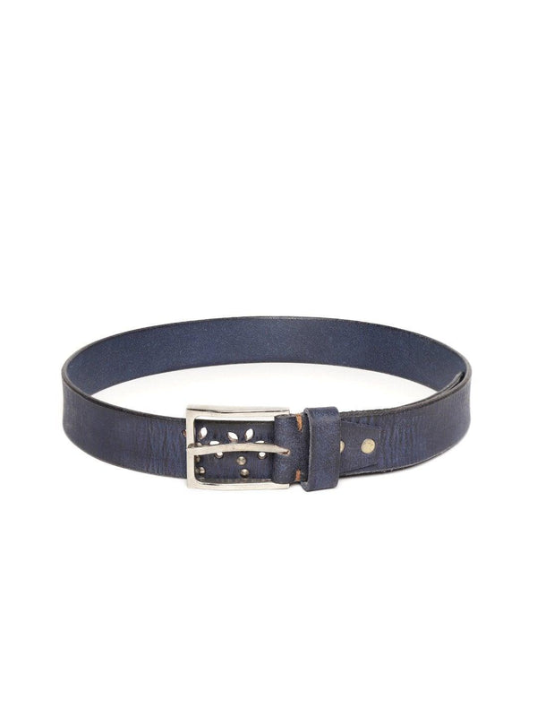 Women's Blue Broad Gunmetal Studded Leather Belt - SASSAFRAS - Indiakreations