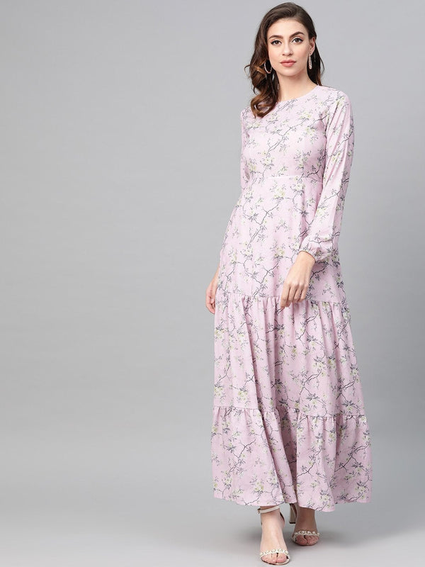 Women's Lilac Floral Tiered Maxi - SASSAFRAS