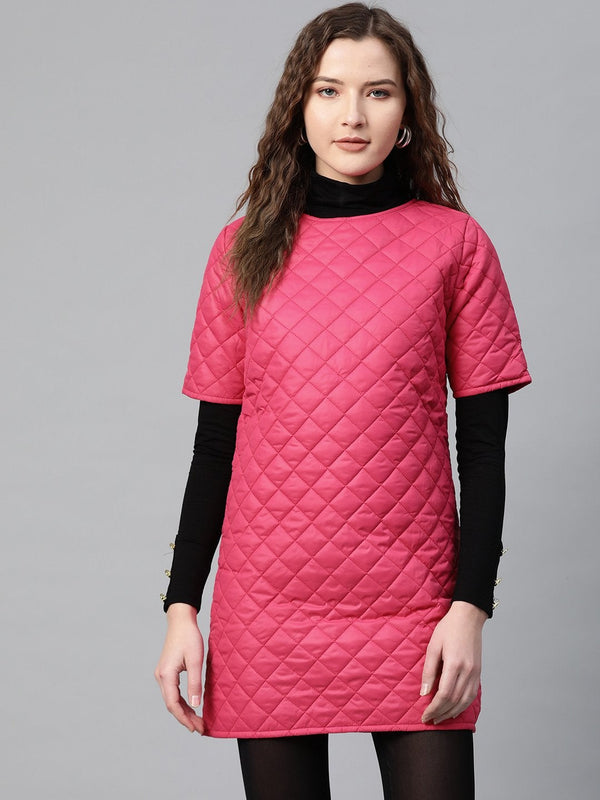 Women's Fuchsia Quilted Shift Dress - SASSAFRAS