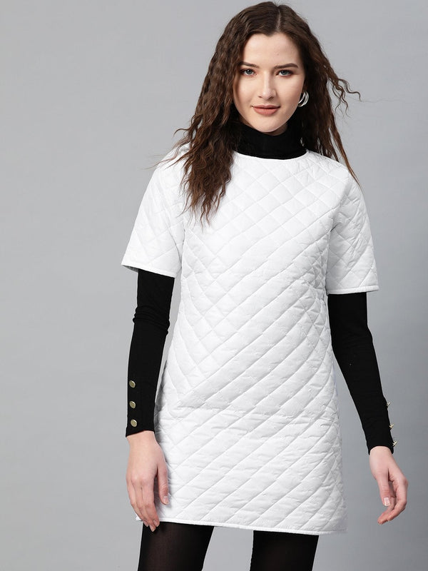 Women's White Quilted Shift Dress - SASSAFRAS