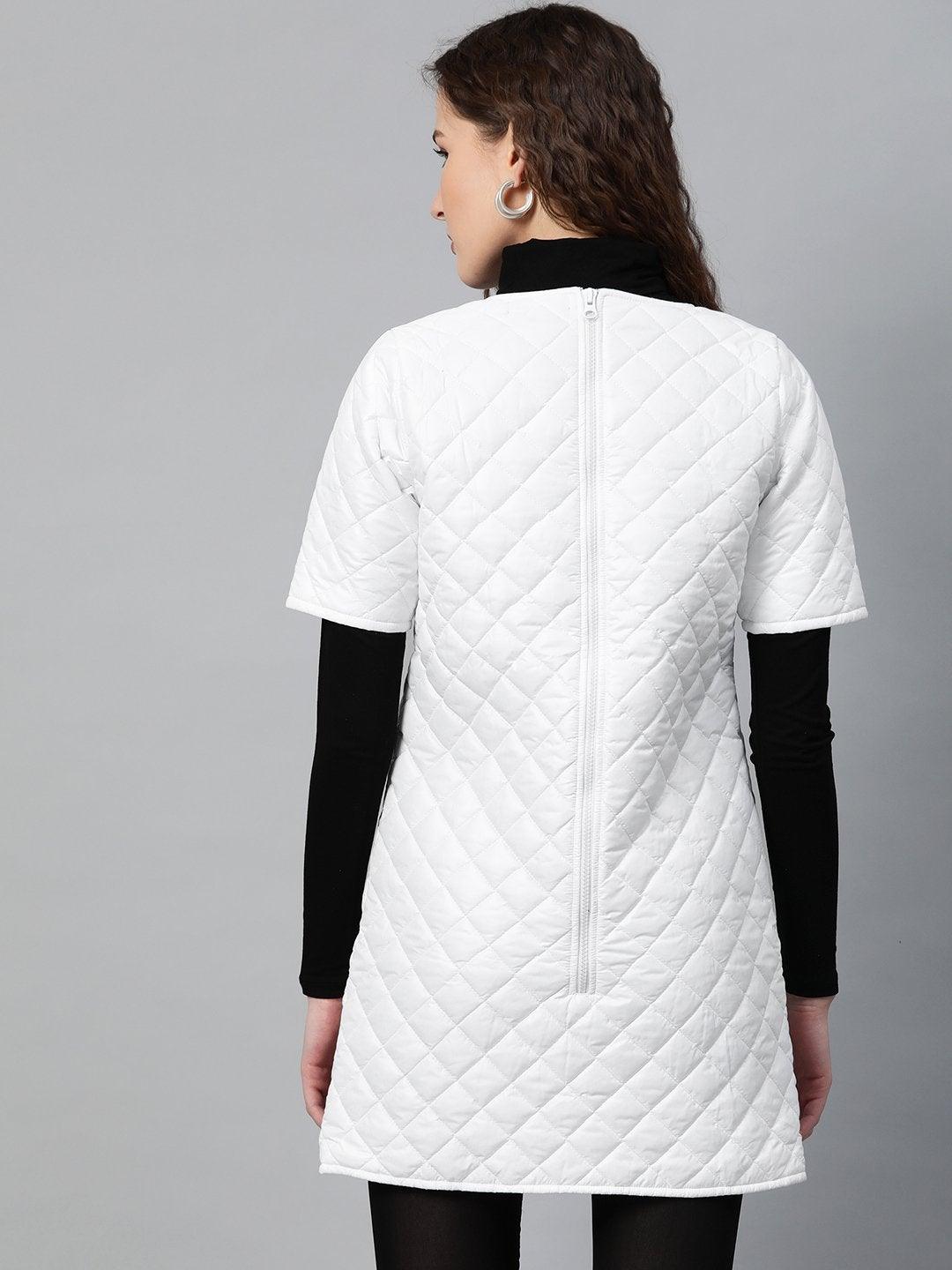 Women's White Quilted Shift Dress - SASSAFRAS - Indiakreations