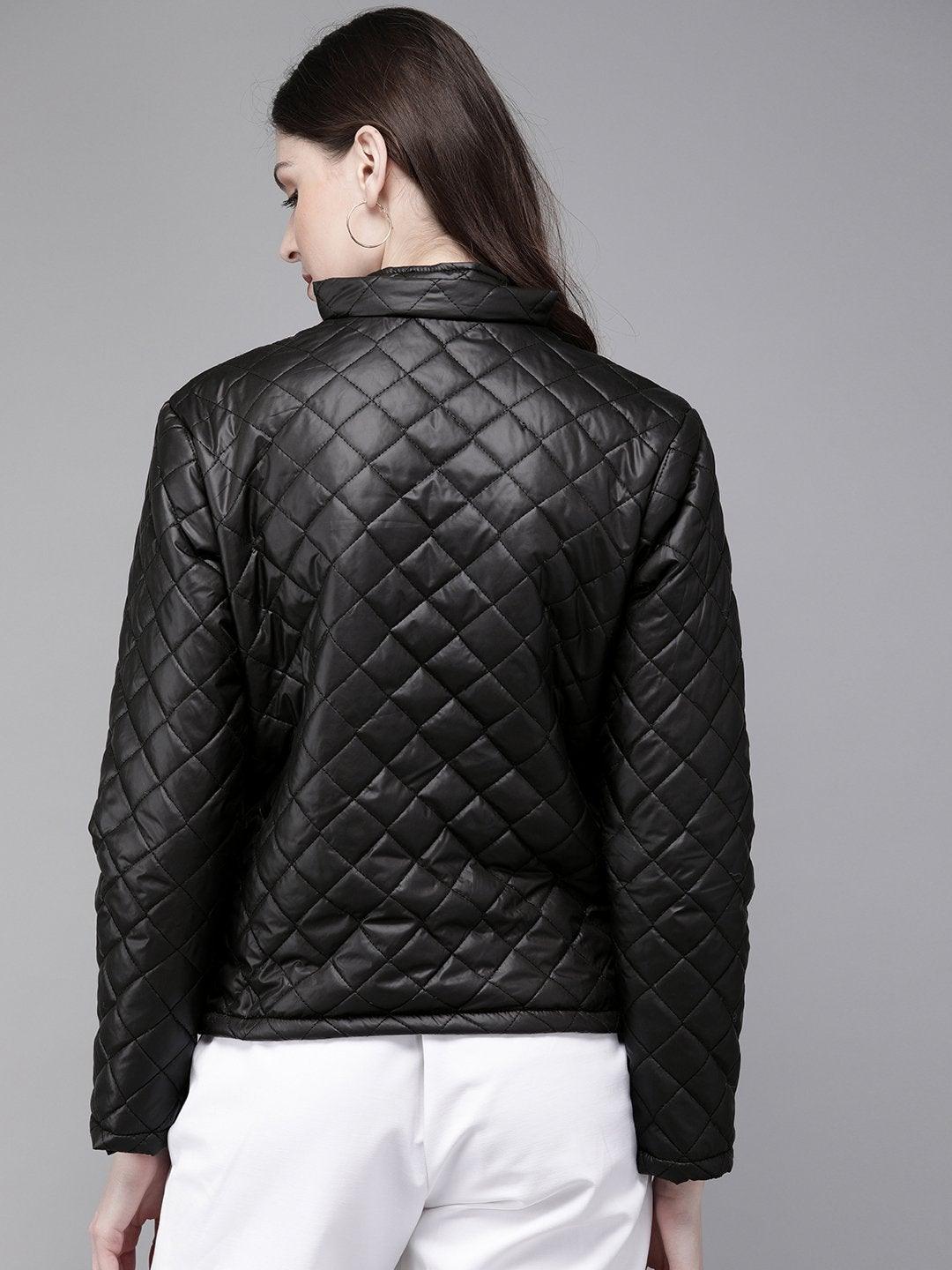 Women's Black Quilted Hooded Puffer Jacket - SASSAFRAS - Indiakreations