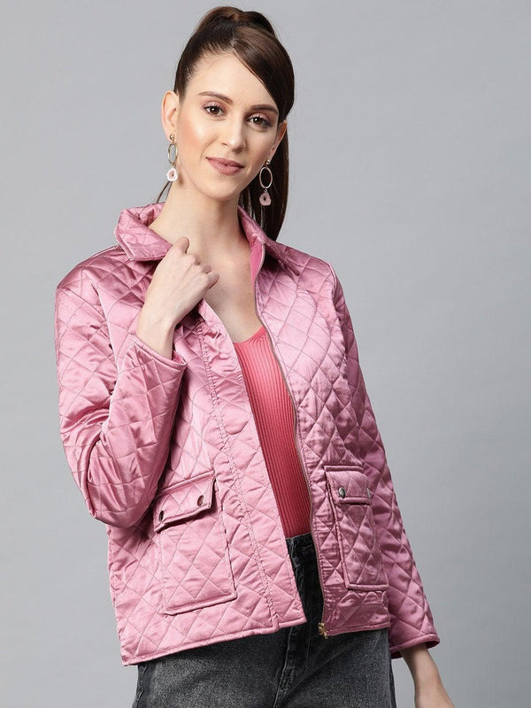 Women's Lavender Satin Quilted Jacket - SASSAFRAS - Indiakreations