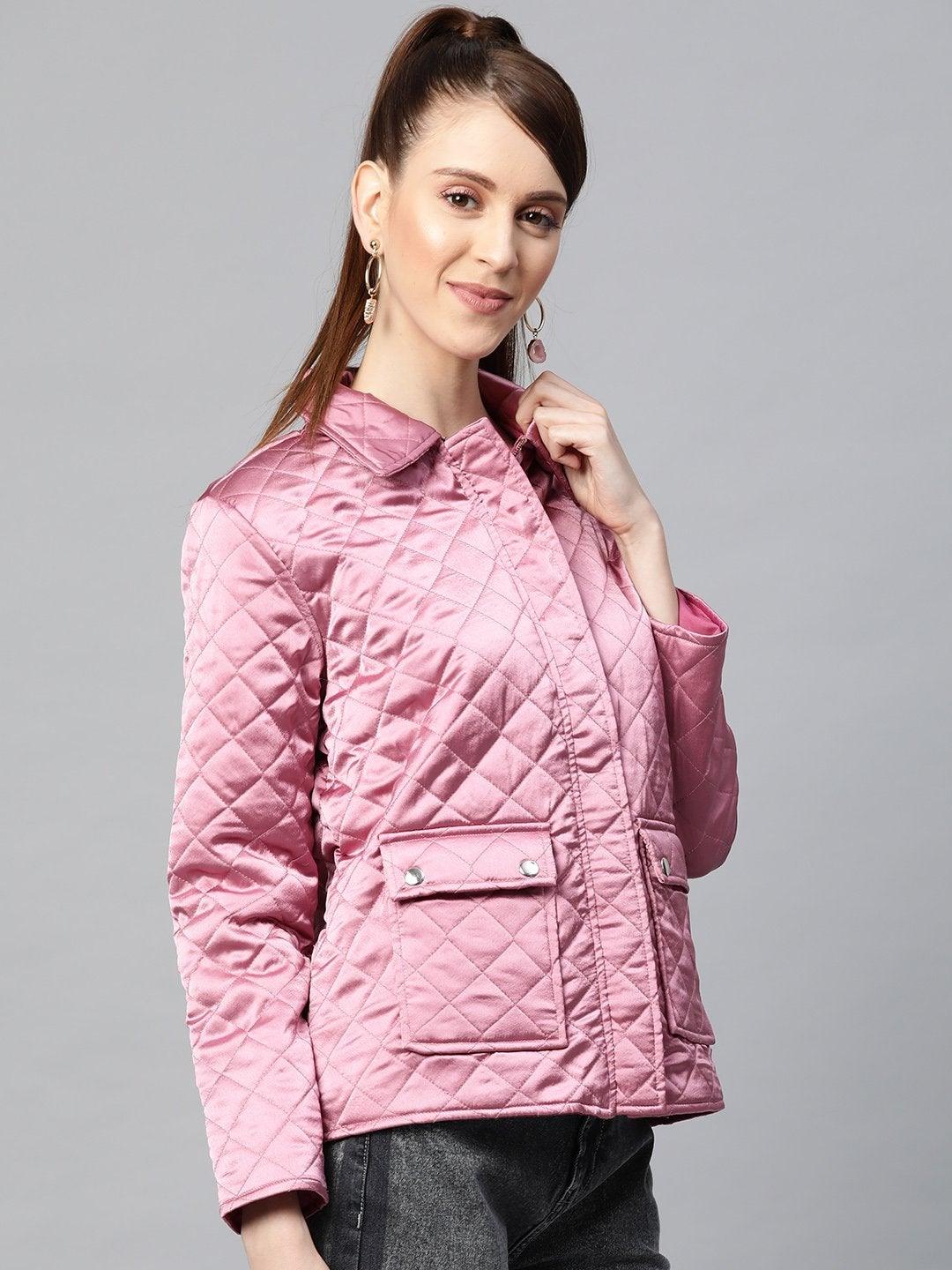 Women's Lavender Satin Quilted Jacket - SASSAFRAS - Indiakreations