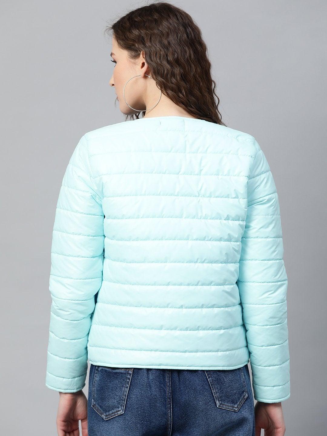 Women's Blue Snap Button Quilted Jacket - SASSAFRAS - Indiakreations