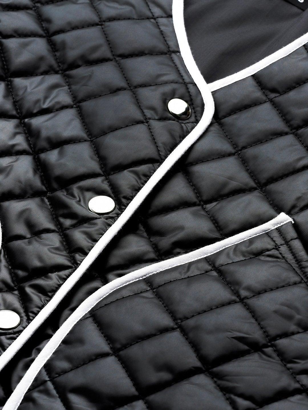 Women's Black Piping Detail Quilted Jacket - SASSAFRAS - Indiakreations