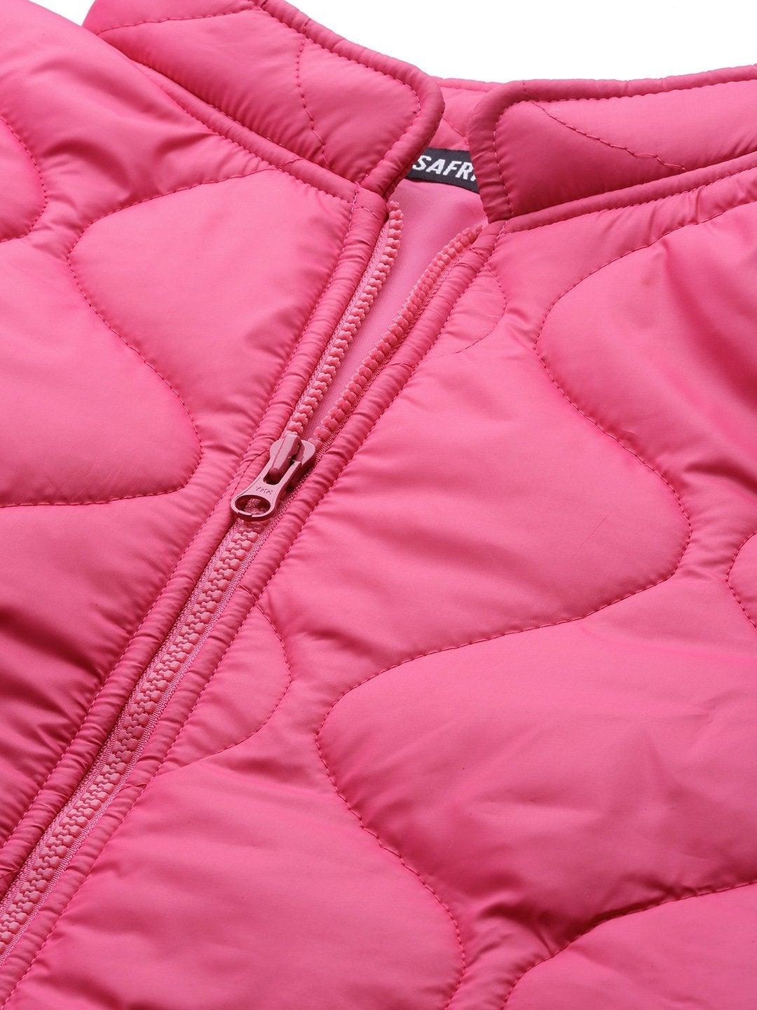 Women's Fuchsia Front Pocket Puffer Jacket - SASSAFRAS - Indiakreations