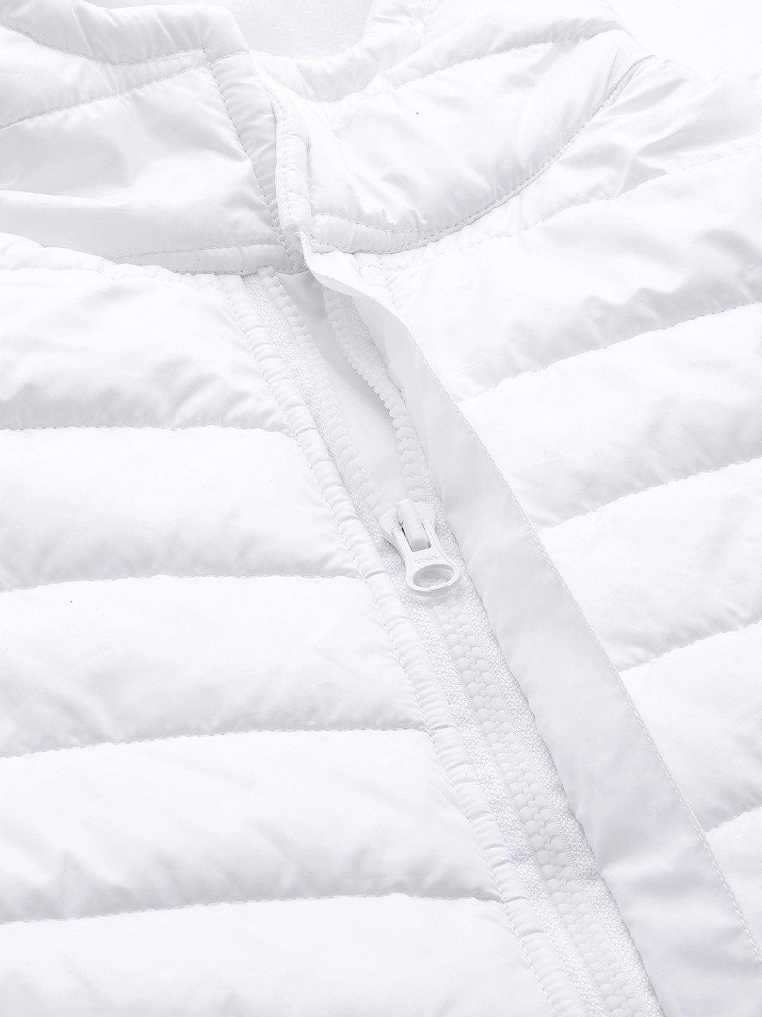 Women's White Hooded Long Puffer Jacket - SASSAFRAS - Indiakreations