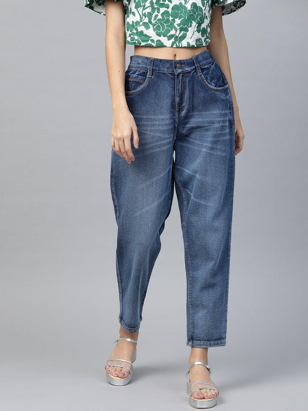 Women's Blue High Waist Basic Jeans - SASSAFRAS - Indiakreations