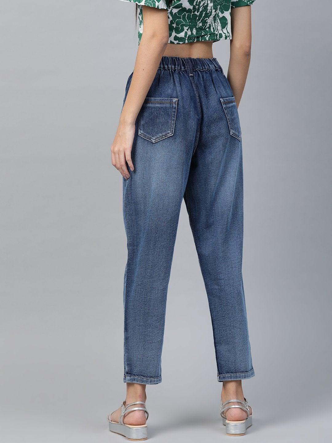 Women's Blue High Waist Basic Jeans - SASSAFRAS - Indiakreations