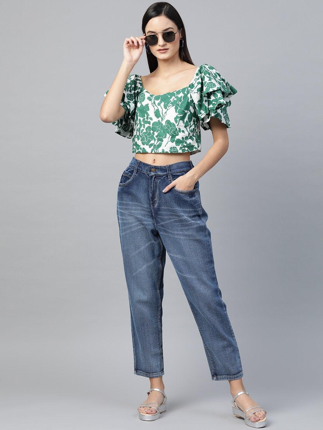 Women's Blue High Waist Basic Jeans - SASSAFRAS - Indiakreations