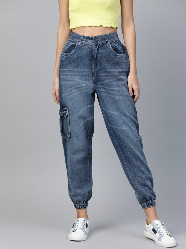 Women's Blue Street Wear Jogger Jeans - SASSAFRAS - Indiakreations