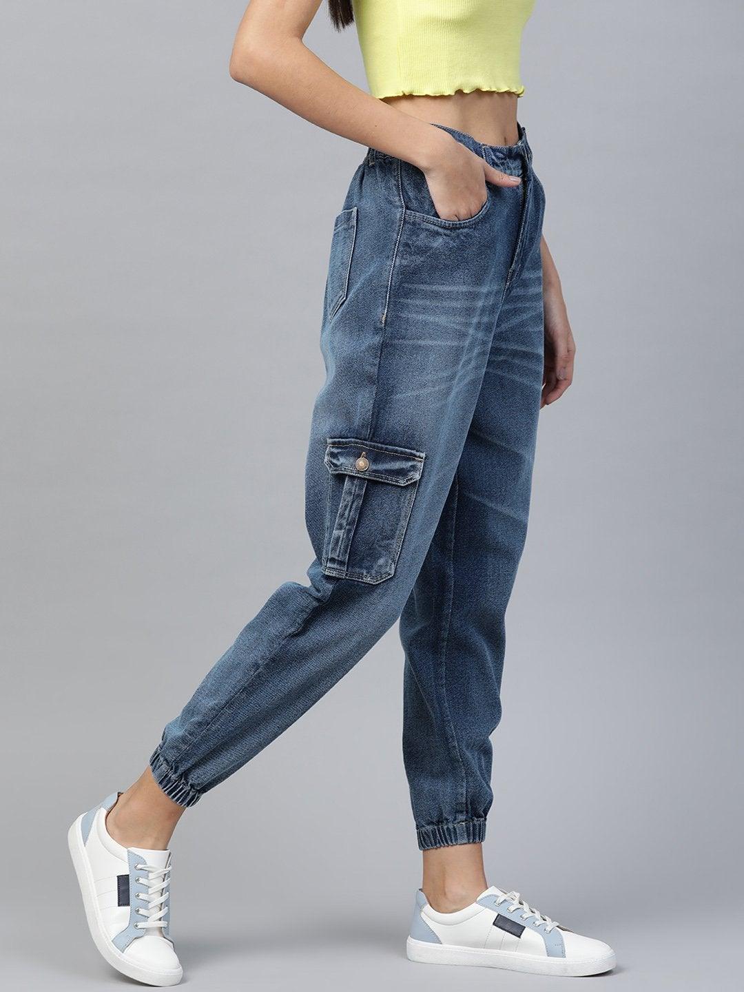 Women's Blue Street Wear Jogger Jeans - SASSAFRAS - Indiakreations