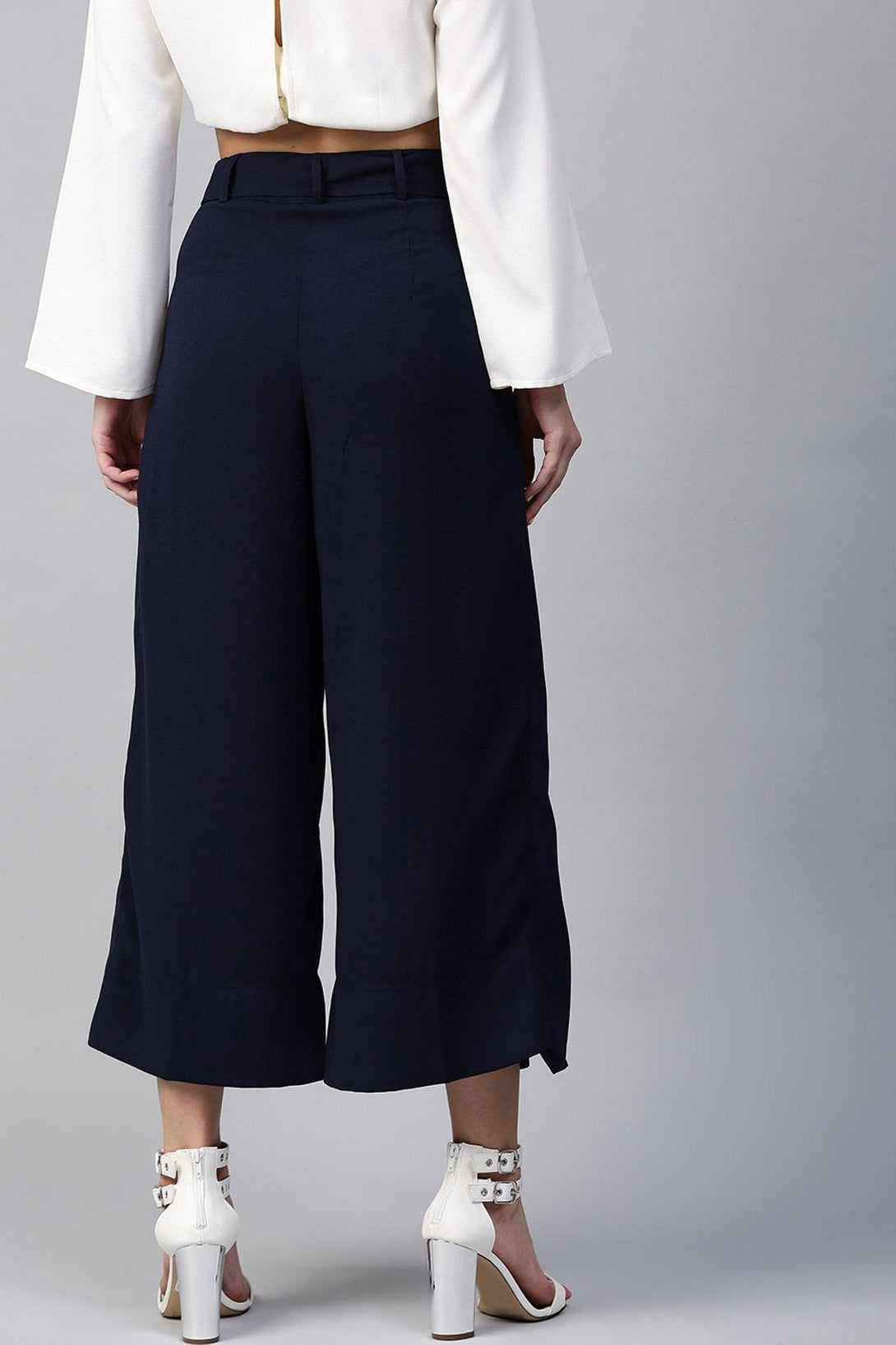 Women's Navy Wrap Pants - SASSAFRAS - Indiakreations