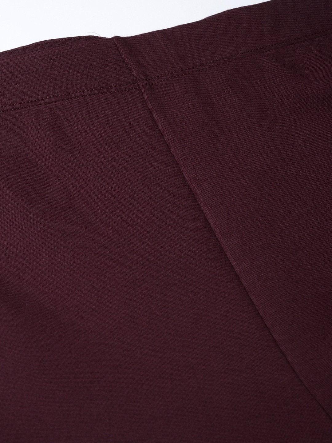 Women's Burgundy Side Tape Jeggings - SASSAFRAS - Indiakreations