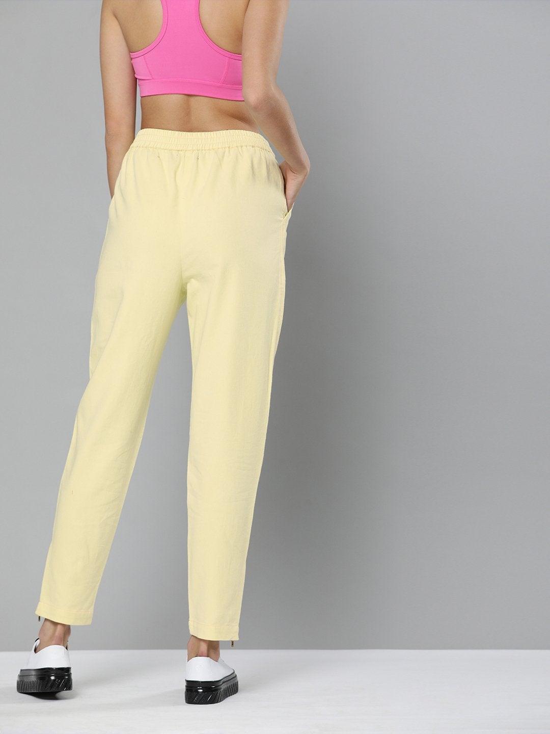 Women's Yellow Side Zipper Joggers - SASSAFRAS - Indiakreations